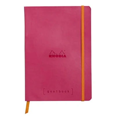 Immagine di RHODIA 117752C Taccuino flessibiIe BULLET JOURNAL GOALBOOK Lampone A5 Puntinato Dot 240 pagine Carta Clairefontaine Avorio 90g 2 Segnapagina, Chiusura con elastico Copertina Simil Cuoio