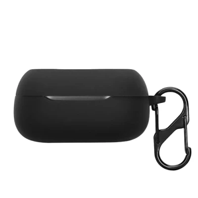 Immagine di kwmobile Custodia Caricatore Compatibile con JBL Live Flex 3 / Buds Beam Cover Silicone nero Rivestimento Gommato Protezione Gancio
