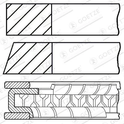 Immagine di GOETZE ENGINE 08 427600 10 Kit Fasce Elastiche 82 MERCEDES BENZ: Classe C T modell, Sprinter 3 Van, Sedan