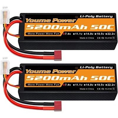 Immagine di 2S Lipo Batteria 5200mAh 50C 7,4V RC Hardcase con Connectore Deans T Spina compatibile Losi 1/8 1/10 Auto Camion Veicolo Elicottero Aereo Barca (2 pezzi)