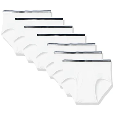 Immagine di Amazon Essentials Slip Intimo in Cotone Senza Etichetta Uomo, Pacco da 7, Bianco, XS