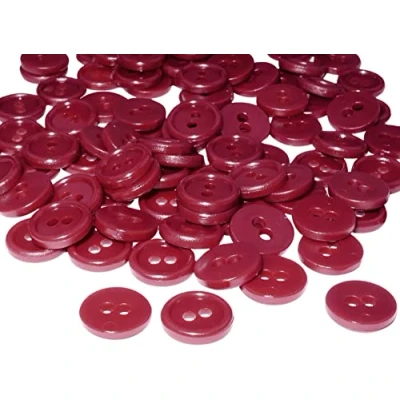 Immagine di AERZETIX C56317 Set di 100 Bottoni rotondi per cucito Ø11.5x2.2mm con 2 fori diametro apertura 2mm colore bordò in plastica hobby creativo decorazione cucire merceria moda