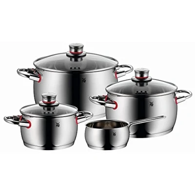 Immagine di WMF Quality One Set di pentole in Cromargan con sfiato per Vapore, Acciaio Inossidabile, Argento, 24 cm, 4 unità