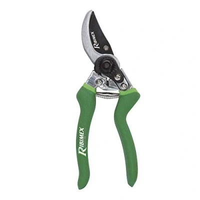 Immagine di Ribimex Prsmc08 Forbice In Alluminio 200 Mm Lama Curva, Verde Argento
