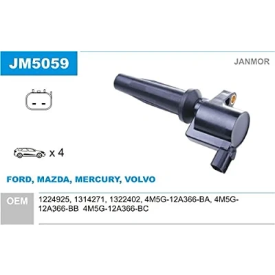 Immagine di JANMOR JM5059 Bobina d&#039;accensione FORD: Focus 2, C Max, 2 Kombi, MAZDA: 3 Hatchback, Sedan, VOLVO: C30, S40 II