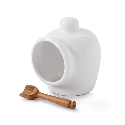 Immagine di WM Bartleet &amp; Sons 1750 T52W Porcellana Tradizionale Piccolo con Cucchiaio di Legno Salato, 9 cm