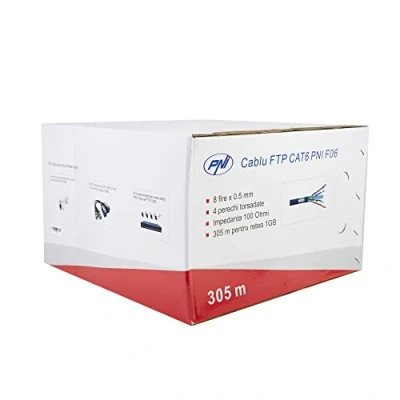 Immagine di PNI cavo di rete, Ethernet LAN 305 m Cat6 FTP F06 per internet 1 Gigabit/sistema sorveglianza