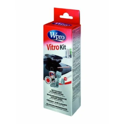 Immagine di Whirlpool Wpro Kit detergente per piani di cottura in vetroceramica, include crema detergente, raschietto e 10 lame