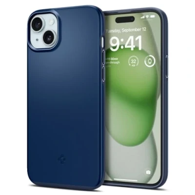 Immagine di Spigen Cover Thin Fit Compatibile con iPhone 15 Plus Blu Notte