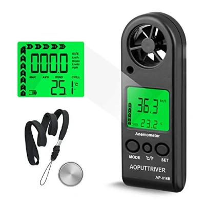 Immagine di anemometro digitale portatile per la misurazione della velocità del vento, alta precisione, windsurf, attività all&#039;aperto di pesca a vela