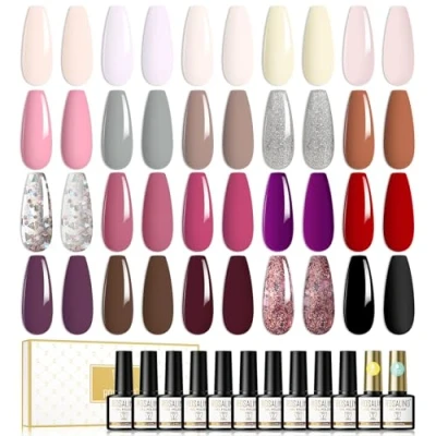 Immagine di ROSALIND Smalti Semipermanenti Per Unghie 22pcs semipermanente 20 Colori Smalto Soak Off UV LED Gel 8ml, Include Base e Top Coat