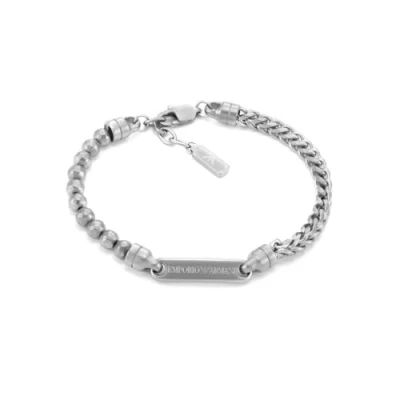 Immagine di Emporio Armani Bracciale da uomo in Acciaio inox color argento, EGS3181040, Eine Grösse, inossidabile, Nessuna pietra preziosa