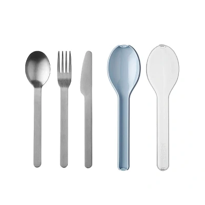 Immagine di Set 3 Posate Personalizzabili con Astuccio Nordic Light Blue Personalizzato