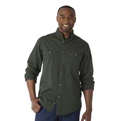 Immagine di Wrangler Logger Twill Long Sleeve Workshirt Camicia, Verde Foresta, M Uomo