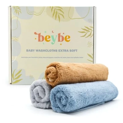 Immagine di Beybe Set di 3 Asciugamani Neonato in Bambu 50 x 25 cm bamboo Multiuso per Neonati Lavette bamboo, Ideali Neonati, Bambini e Asilo Asciugamano mussola