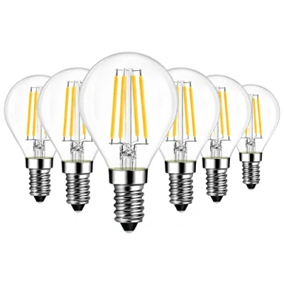 Immagine di LVWIT Lampadina Filamento LED Attacco E14, Forma G45, 7W Equivalenti a 75W, 1055Lm, Luce Bianca Calda 2700K, Consumo Basso, Risparmio Energetico, Non Dimmerabile, Pacco da 6 Unità