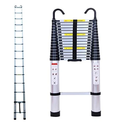 Immagine di Scala Telescopica da 6,2 m con Gancio Staccabile Capacità 150 kg/330LBS in Alluminio Rettilineo Telescopico Estensibile Builder Fornitura fai te Progetto Portatile Compatto
