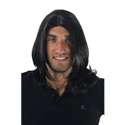 Immagine di Wig Me Up Parrucca Da Uomo, Lunga, Giovanile, Alla Moda,Colore Nero, Riga In Mezzo, Rockstar, Gfw891 1B
