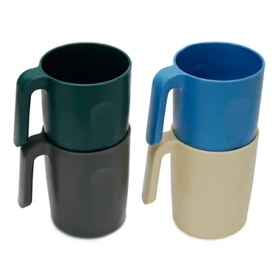 Immagine di Belle Vous 4 Bicchieri Plastica Rigida con Manico Infrangibili da 400 ml Tazza Portatile Senza BPA Per Acqua, Bevande Calde/Fredde Microonde e Lavastoviglie Campeggio