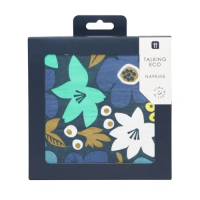 Immagine di Talking Tables tovaglioli floreali blu Confezione da 20 di carta riciclabili per cena, inverno, decoupage, compleanno, decorazione la casa navy