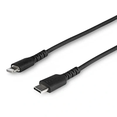 Immagine di Cavo da USB C a Lightning 1m nero in fibra aramidica tipo Certificato Apple MFi (RUSBCLTMM1MB)