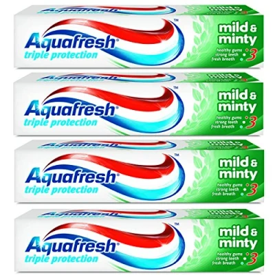 Immagine di Aquafresh Mild &amp; Minty con protezione dagli acidi dello zucchero, 100 ml (confezione da 4)