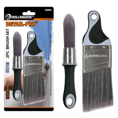 Immagine di ROLLINGDOG Il set di 2 pennelli include 1 spazzola angolare da 50 mm e a punta