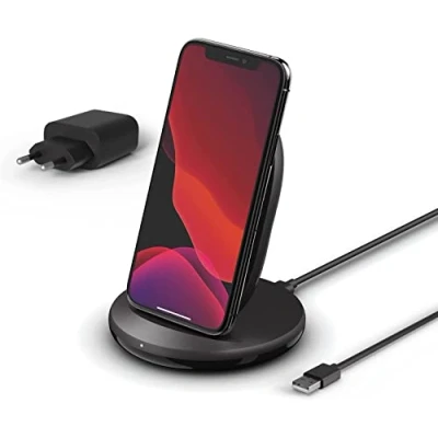 Immagine di Belkin Caricabatterie Rapido Wireless Supporto 15W + Adattatore 24W Nero