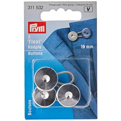 Immagine di Prym Flessibile Pulsanti, plastica e Metallo, Argento, Taglia Unica, 3 unità