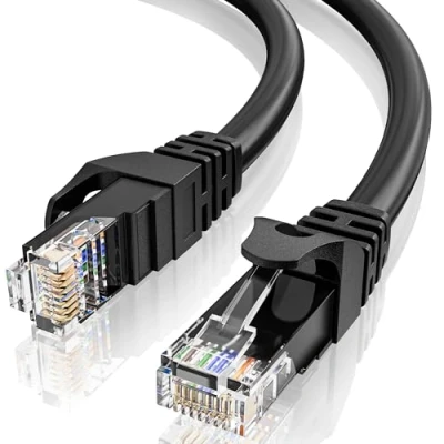 Immagine di MEIPEK Cavo Ethernet 10 metri, Cat6 Gigabit Alta Velocità di Rete, RJ45 UTP Internet 10m Lunghi Facile da installare LAN, 250MHZ Banda Larga Nero Patch per Router Modem Switch PS5