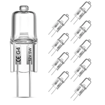 Immagine di TobeBright Lampadina G4 Alogena 12V 5W, Dimmerabile 10 pezzi AC/DC Lampadine a Bassa Tensione, Lampada di Lunga Durata Bianco Caldo 2800K per illuminazione interna, lampadario