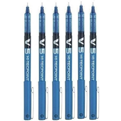 Immagine di PILOT BX V5 Hi Tecpoint Penna a sfera, punta extra fine da 0,5 mm, tratto 0,3 confezione 6, colore: Blu
