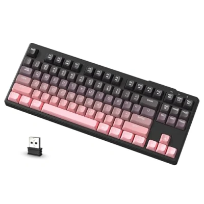 Immagine di ATTACK SHARK X FREEWOLF M87 Tastiera da Gioco Wireless all&#039;80%, TKL RGB Mechanical Feeling SA PBT Bluetooth/2.4Ghz, Batteria 4000 mAh per Mac/Win, Ufficio/Giochi, QWERTY Sfumatura Rosa