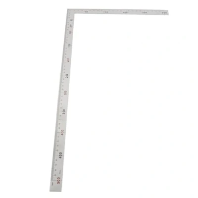 Immagine di Strumento di misurazione dell&#039;angolo a forma L in acciaio inossidabile con righello quadrato per cornice 90 gradi doppia scala(500mm*250mm)
