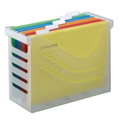 Immagine di Jalema Archivio portatile per cartelle sospese Atlanta Silky Touch in polistirene semitrasparente, 5 incluse, colore: Viola, white