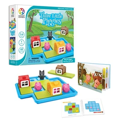Immagine di smart games Three Little Piggies Deluxe, Preschool Puzzle Game with 48 Challenges, Picture Story Book Included, 3 6 Years