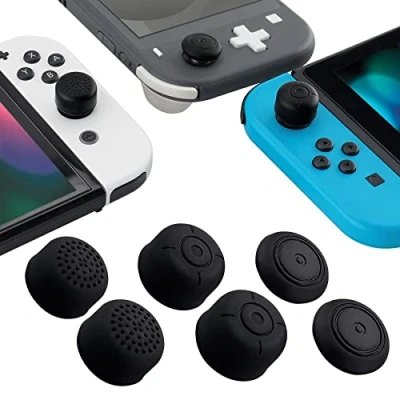 Immagine di eXtremeRate 6 Copri Levette Analogiche per Nintendo Switch Joycon,Cover Analogici Stick Gommini in Silicone OLED Joycon Controller Nero