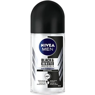 Immagine di NIVEA MEN Invisible for Black &amp; White Deo Roll On in confezione da 6 (6 x 50 ml), rullo antitraspirante per evitare macchie di deodorante sui vestiti, con protezione 48 ore