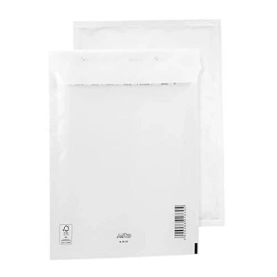 Immagine di 10 buste imbottite Bantex E5 (240 x 275 mm) 15/E, colore bianco, con chiusura autoadesiva