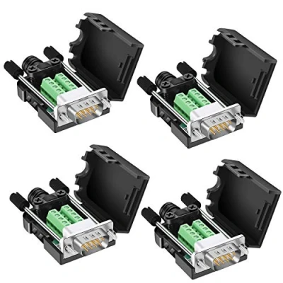 Immagine di Dbilida DB9 connettore saldato 4 maschio, Breakout seriale RS232 D SUB a 9 pin Port Terminal con custodia