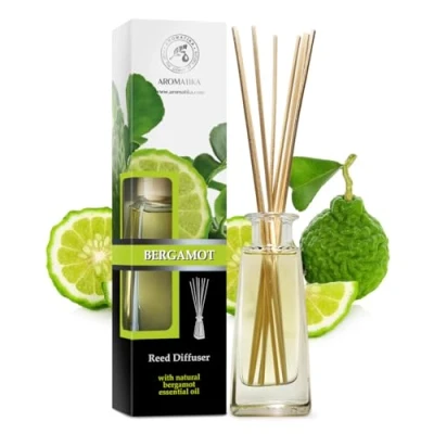 Immagine di Diffusore Profumato per Ambiente di Bergamotto 100ml con 10 Bastoncini Bambù Olio Essenziale Naturale Fragranza Intensa e Duratura Profumo Interni