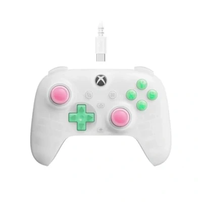 Immagine di 8Bitdo Ultimate Mini Wired Controller for Xbox with RGB Lighting Fire Ring, Hall Effect Joysticks and Triggers, Series XS, One, Windows 10/11 Officially Licensed (Translucent White)