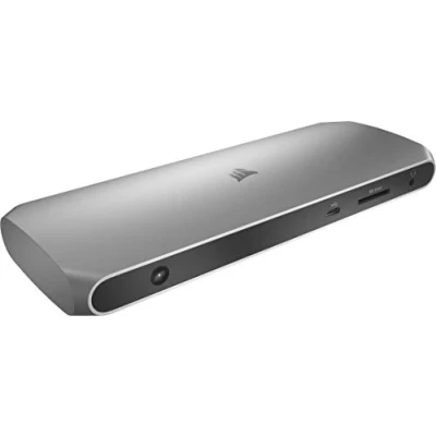 Immagine di Corsair TBT100 Thunderbolt 3 Dock, 2 Porte USB C 3.1, A HDMI, Jack Audio In/Out da 3.5 mm, Porta Gigabit Ethernet, Lettore di Schede SD, Compatibilità con Mac e Windows