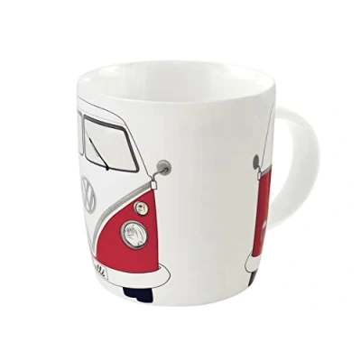 Immagine di Brisa VW Collection Volkswagen tazza in Ceramica da tè, caffè, latte, cappuccino, Campervan T1 Bus design 370ml (Fronte/Rosso)