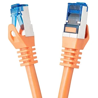Immagine di BIGtec Cavo LAN Patch, Grigio, 0,25 m Cat.7, 2 x RJ45 Spina Arancione 2m