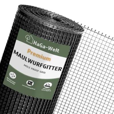 Immagine di HaGa® Griglia per talpe, 1 m x 0,6 m, in plastica, protezione colore nero, compatibile con piante, resistente alla putrefazione, durevole, arresto talpe da giardino