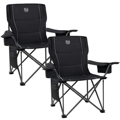 Immagine di TIMBER RIDGE Set di 2 XXL Sedie da Campeggio per Adulti Sedia Pieghevole 200 kg Resistenti Sovradimensionate Imbottita con Portabicchieri e Borsa Termica Comode Picnic All&#039;aperto Pesca Giardino