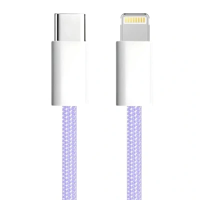 Immagine di APM cavo per iPhone USB C, caricatore [certificato Apple MFi], nylon intrecciato viola, C ricarica rapida, connettore Lightning, ultra durevole, 14/13/12.., iPad, AirPods