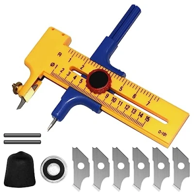 Immagine di Nizirioo Diametro Regolabile Taglierina Circolare: Circolare di Precisione, 1 15cm Compass Circle Cutterper il Taglio della Pelle in Cartone Carta Taglierino A Compasso