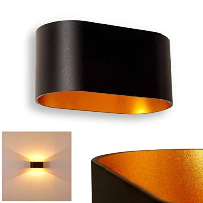 Immagine di lampada da parete Dapp in metallo nero/oro, moderna con effetto luce, 1 attacco G9, per interni up &amp; down, senza lampadina/e